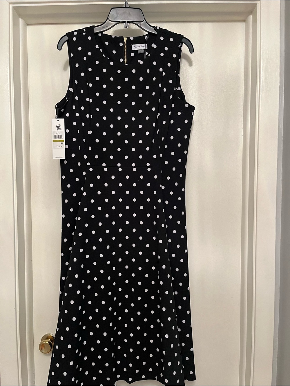 Calvin Klein Black Dress with White Polka Dots